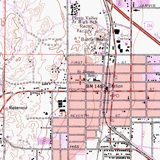 Topographic Map of Saint James Catholic Church, CA