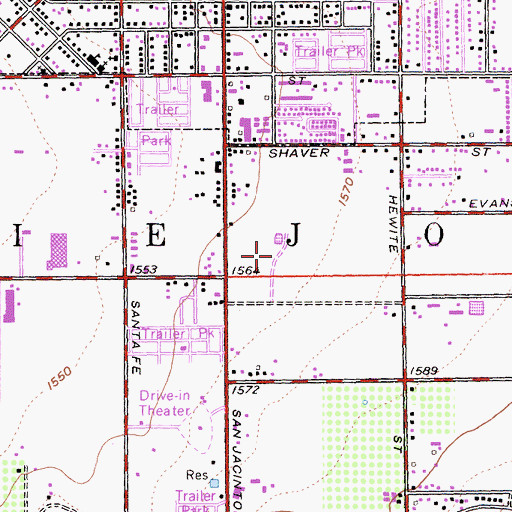 Topographic Map of San Jacinto Post Office, CA