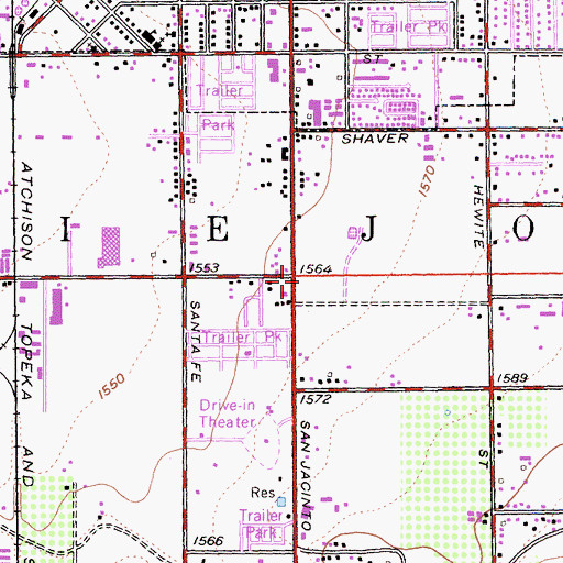 Topographic Map of San Jacinto Towne Center Shopping Center, CA