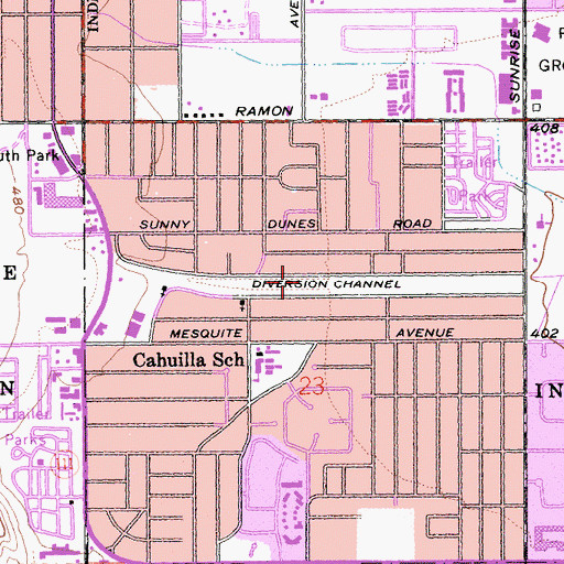 Topographic Map of Tahquitz Creek Channel, CA