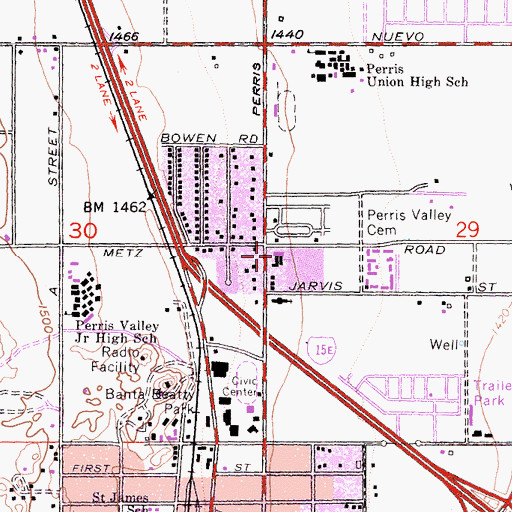 Topographic Map of Temple Christian Church, CA