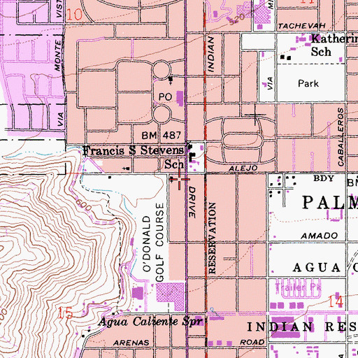 Topographic Map of The Village Shopping Center, CA