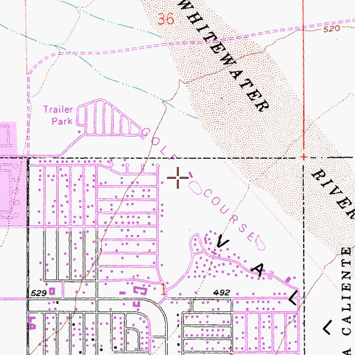 Topographic Map of Whitewater Country Club, CA