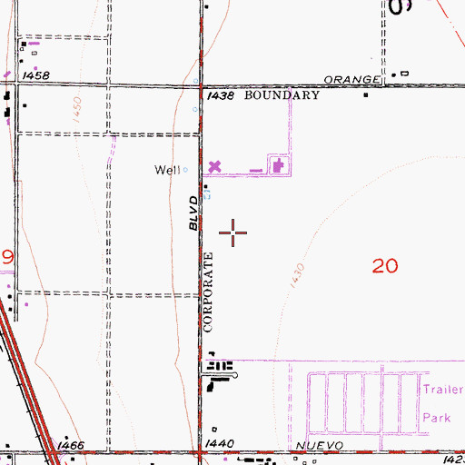 Topographic Map of Woodhaven Park, CA