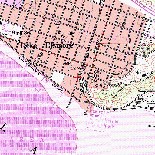 Topographic Map of Elsinore Christian Center, CA
