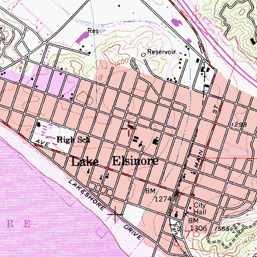 Topographic Map of Elsinore Elementary School, CA