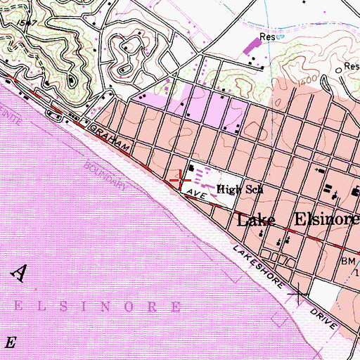 Topographic Map of Elsinore Middle School, CA