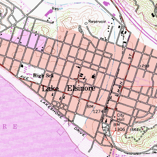 Topographic Map of First Christian Church, CA