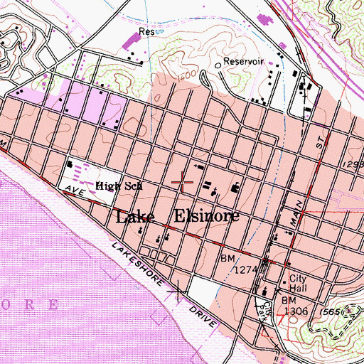 Topographic Map of First Lutheran Church, CA
