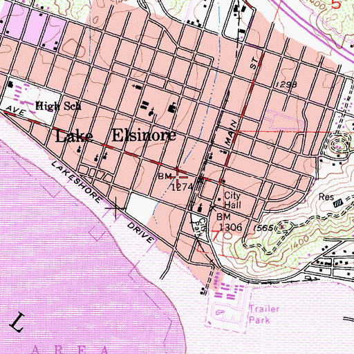 Topographic Map of Lake Elsinore Chamber of Commerce, CA