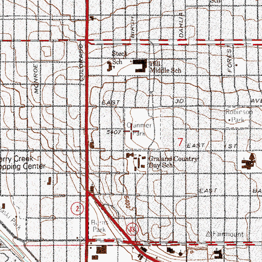 Topographic Map of Cranmer Park, CO