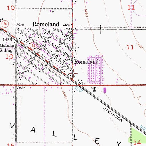 Topographic Map of Motte Field Park, CA