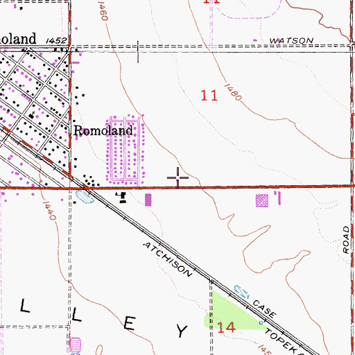 Topographic Map of Romoland Post Office, CA
