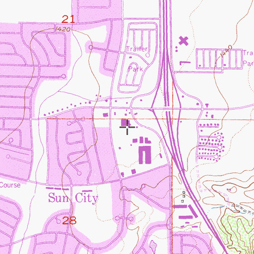 Topographic Map of Sun City Branch Riverside City and County Public Library, CA