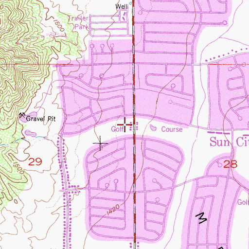 Topographic Map of Sun City Golf Course, CA