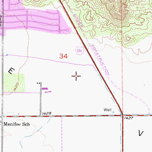 Topographic Map of Sun City Post Office, CA