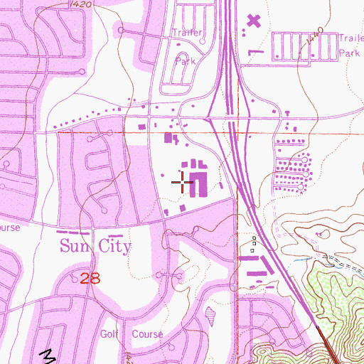 Topographic Map of Sun City Shopping Center, CA