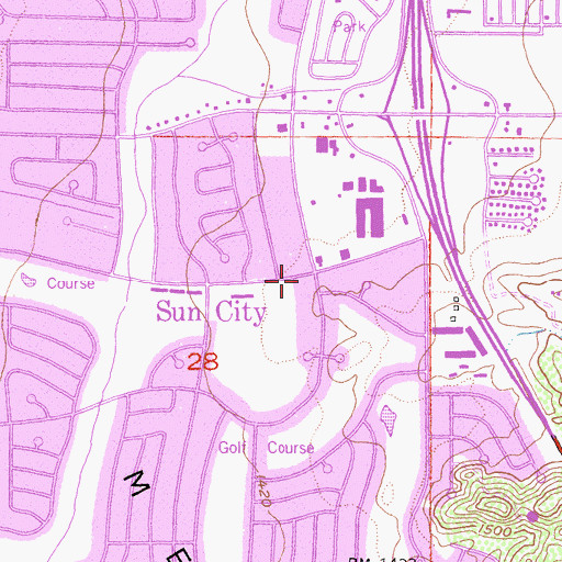 Topographic Map of Sun City Town Hall, CA