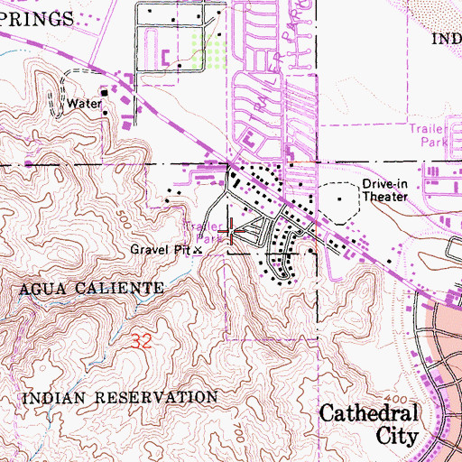 Topographic Map of Desert Hills Trailer Park, CA