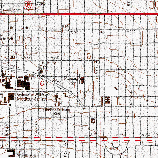 Topographic Map of Palmer Elementary School, CO