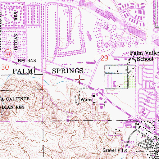Topographic Map of Mahoney Trailer Park, CA