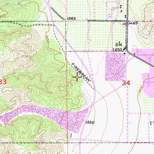 Topographic Map of Oak Tree Park, CA