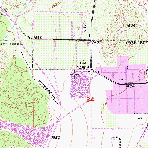 Topographic Map of Terra Cotta Middle School, CA