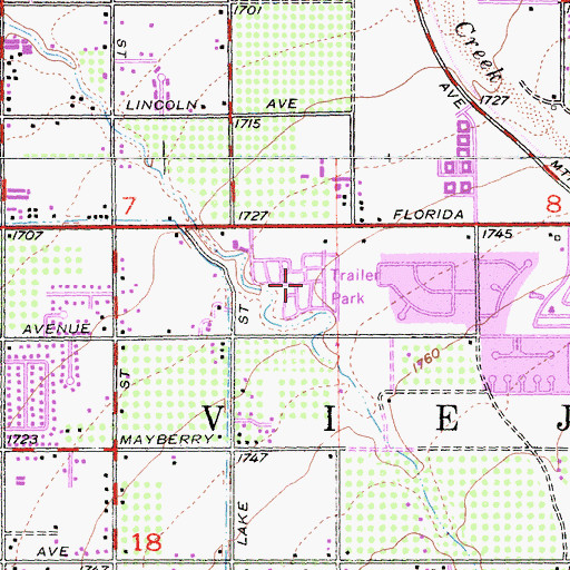 Topographic Map of Arroyo Fairways Mobile Home Club, CA