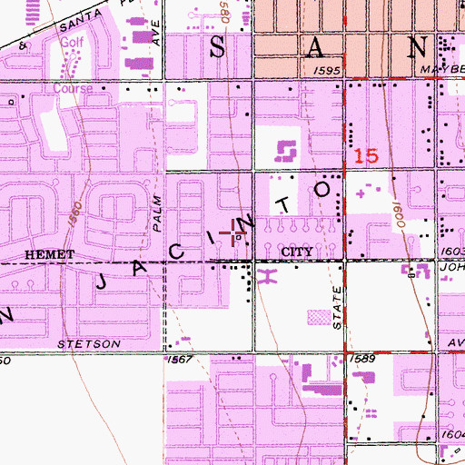 Topographic Map of Calvary Baptist Church, CA
