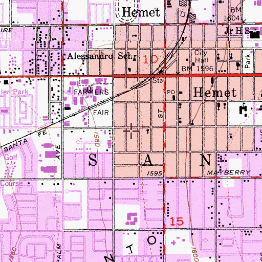 Topographic Map of Church of Christ, CA