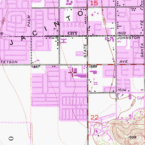 Topographic Map of Diamond Valley Shopping Center, CA