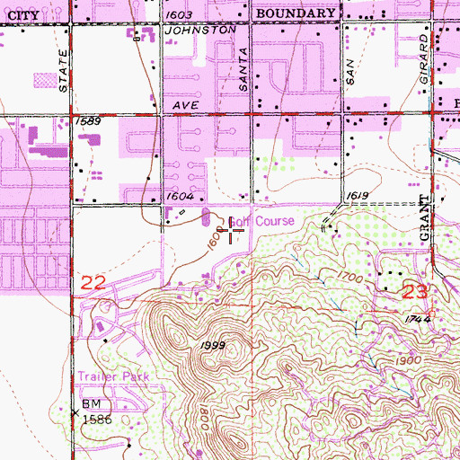Topographic Map of Echo Hills Golf Course, CA