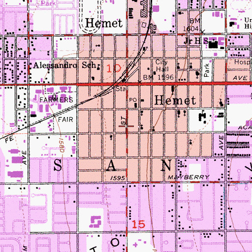 Topographic Map of First Assembly of God Church, CA