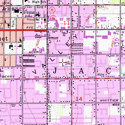 Topographic Map of First Baptist Church, CA