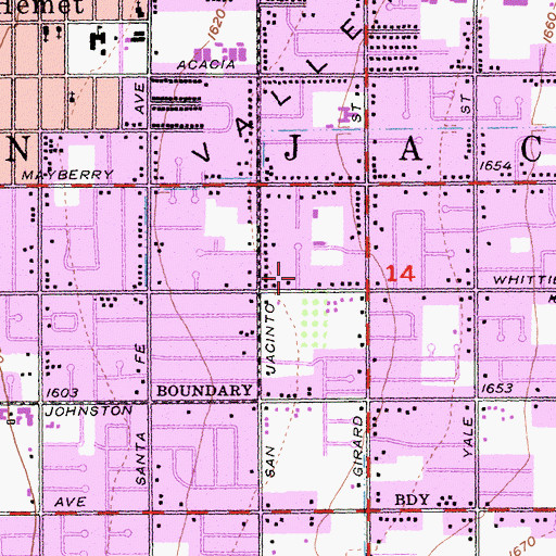 Topographic Map of Fountain of Life Church of God, CA
