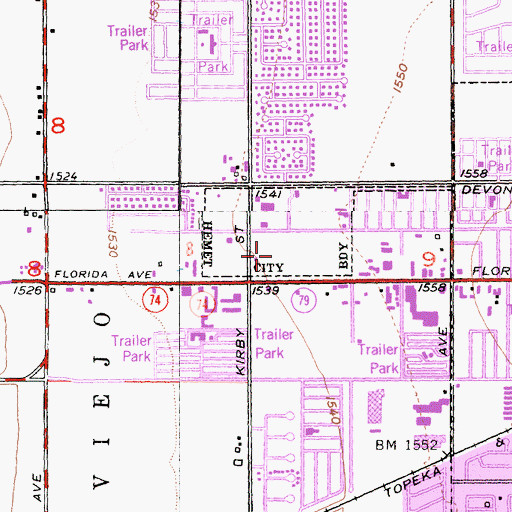 Topographic Map of Hemet Valley Mall Shopping Center, CA
