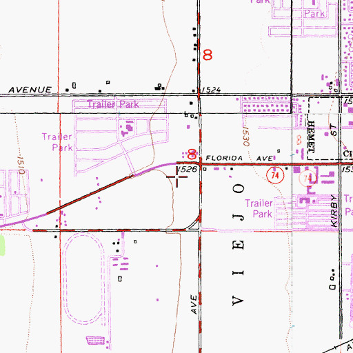 Topographic Map of Hemet Valley Shopping Center, CA