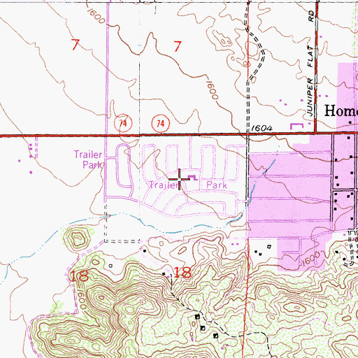 Topographic Map of Highland Plams Mobile Home Park, CA