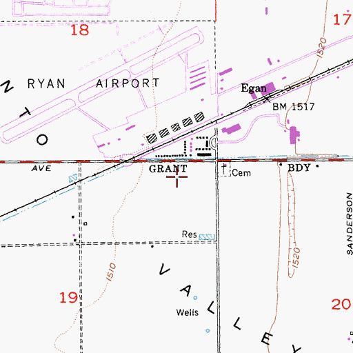 Topographic Map of Mountain Shadows Recreational Vehicle Resort, CA