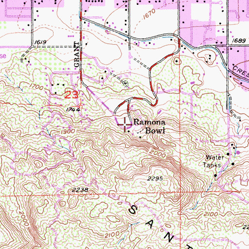 Topographic Map of Ramona Bowl Museum, CA