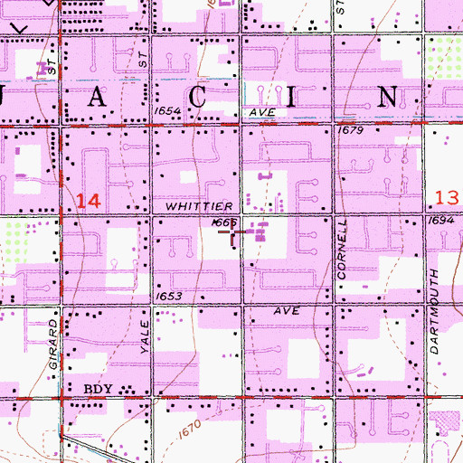 Topographic Map of Ramona Elementary School, CA
