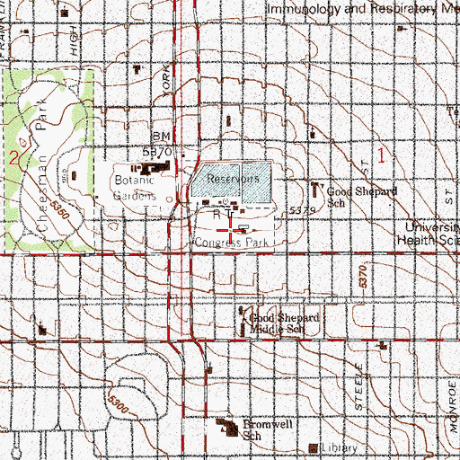 Topographic Map of Congress Park, CO