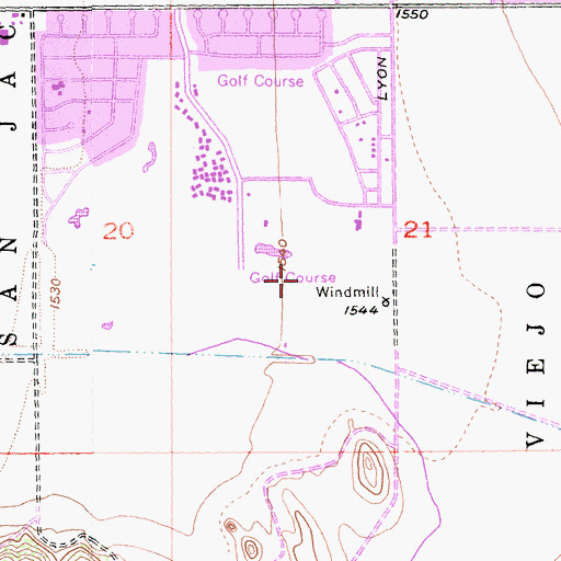 Topographic Map of Seven Hills Golf Course, CA