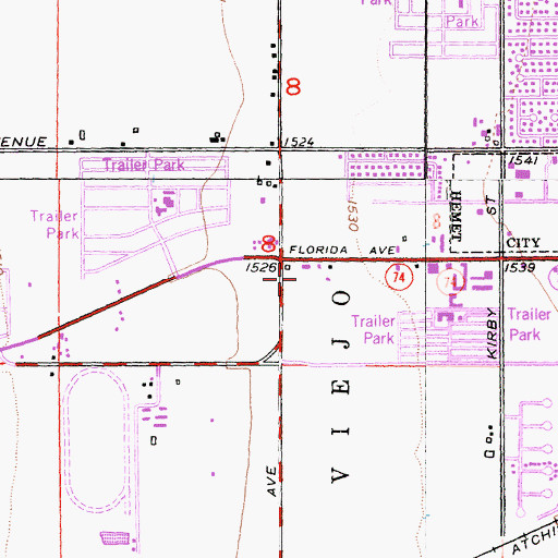 Topographic Map of Village West Shopping Center, CA