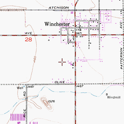 Topographic Map of Winchester Elementary School, CA