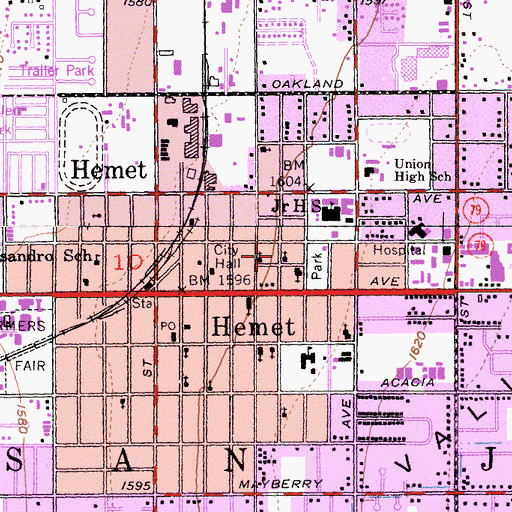 Topographic Map of Church of the Nazarene, CA