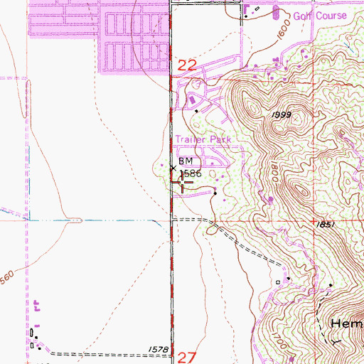 Topographic Map of Diamond Valley Golf Range, CA