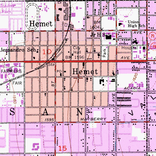 Topographic Map of First Presbyterian Church, CA