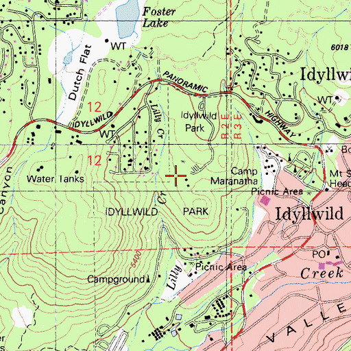 Topographic Map of Idyllwild Park Visitors Center, CA