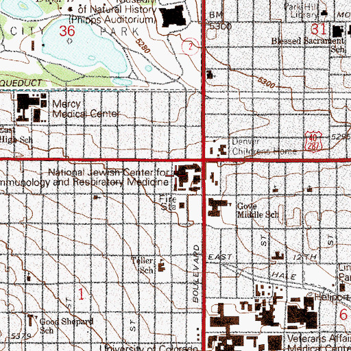 Topographic Map of National Jewish Health Medical Center, CO